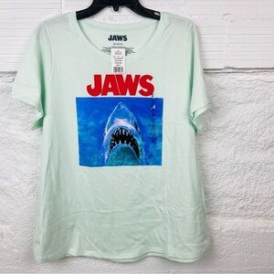 NWT JAWS mint aqua green shark jaws movie graphic cotton shirt size 1X & 2X